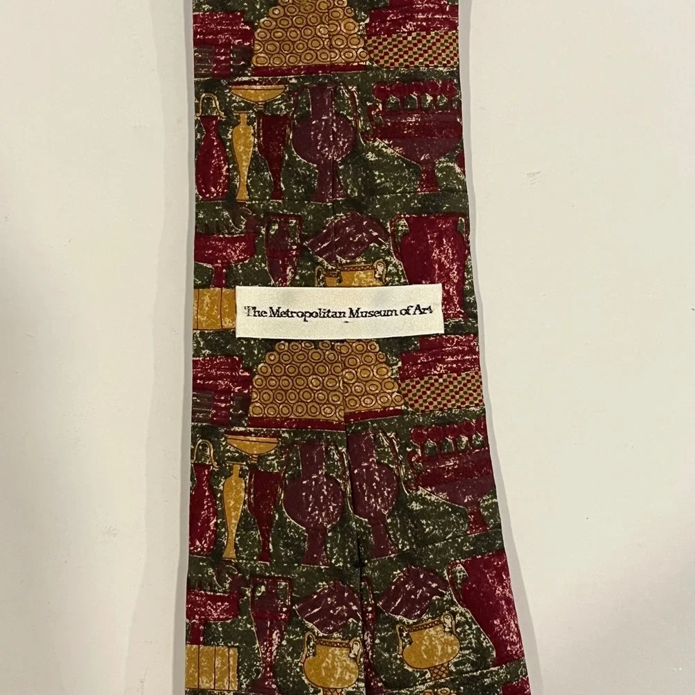 The Metropolitan Museum of Art Silk Tie Ancient Pottery Vessel Burgundy MMA